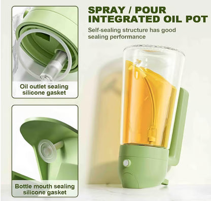 2-in-1 Oil Spray & Pour Dispenser Bottle | Multipurpose Olive Oil Sprayer for Cooking, BBQ, Salad & Baking | Leakproof Glass Oil Bottle