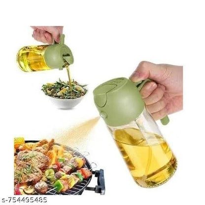 2-in-1 Oil Spray & Pour Dispenser Bottle | Multipurpose Olive Oil Sprayer for Cooking, BBQ, Salad & Baking | Leakproof Glass Oil Bottle